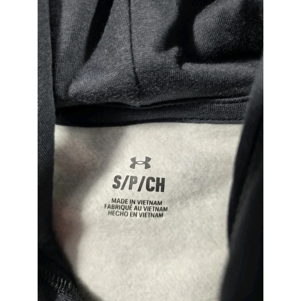 NWT Under Armour Rival Fleece Colorblock Mens Small Sweatshirt Hoodie Gray/Black